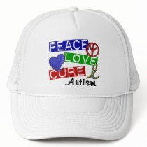 Peace Love Cure Autism Hat