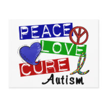 Peace Love Cure Autism Post Cards