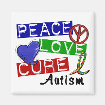 Peace Love Cure Autism Refrigerator Magnets