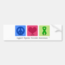 Peace Love Cure Bipolar Disorder Bumper Stickers