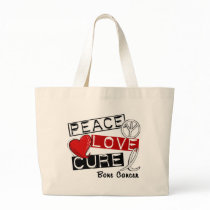 PEACE LOVE CURE BONE CANCER bags by awarenessgifts PEACE LOVE CURE BONE CANCER bags
