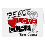 PEACE LOVE CURE BONE CANCER GREETING CARDS