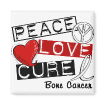 PEACE LOVE CURE BONE CANCER magnets by awarenessgifts PEACE LOVE CURE BONE CANCER magnets