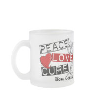 PEACE LOVE CURE BONE CANCER mugs by awarenessgifts PEACE LOVE CURE BONE CANCER mugs