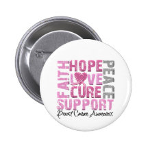 Peace Love Cure Breast Cancer Awareness Pins