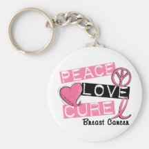 PEACE LOVE CURE BREAST CANCER KEY CHAIN