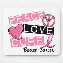 PEACE LOVE CURE BREAST CANCER MOUSE PAD