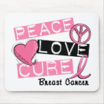 PEACE LOVE CURE BREAST CANCER MOUSE PAD