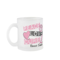 PEACE LOVE CURE BREAST CANCER MUG