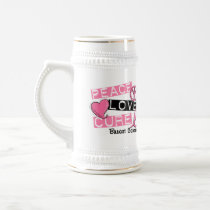 PEACE LOVE CURE BREAST CANCER COFFEE MUG