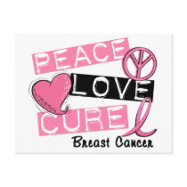 PEACE LOVE CURE BREAST CANCER POST CARDS