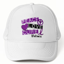 PEACE LOVE CURE BULIMIA hats by awarenessgifts PEACE LOVE CURE BULIMIA hats