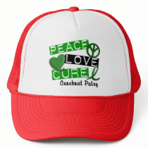 PEACE LOVE CURE CEREBRAL PALSY T-Shirts & Gifts hats