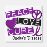 PEACE LOVE CURE CROHNS DISEASE FRIDGE MAGNETS