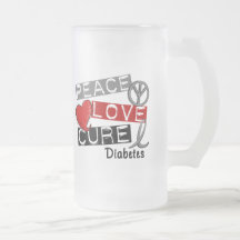 PEACE LOVE CURE DIABETES COFFEE MUG