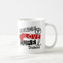 PEACE LOVE CURE DIABETES MUG