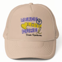 PEACE LOVE CURE DOWN SYNDROME hats