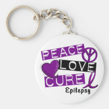 PEACE LOVE CURE EPILEPSY KEYCHAIN