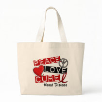 PEACE LOVE CURE HEART DISEASE bags by awarenessgifts PEACE LOVE CURE HEART DISEASE bags
