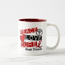 PEACE LOVE CURE HEART DISEASE COFFEE MUG