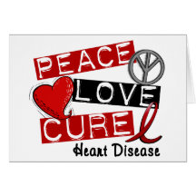 PEACE LOVE CURE HEART DISEASE GREETING CARDS