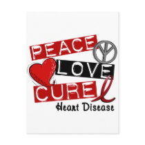 PEACE LOVE CURE HEART DISEASE postcards by awarenessgifts PEACE LOVE CURE HEART DISEASE postcards