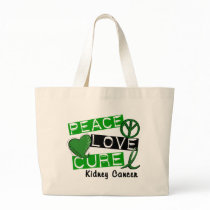 PEACE LOVE CURE KIDNEY CANCER (Green) bags by awarenessgifts PEACE LOVE CURE KIDNEY CANCER (Green) bags