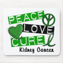 PEACE LOVE CURE KIDNEY CANCER (Green) Mouse Mats