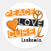 Peace Love Cure Leukemia Round Stickers