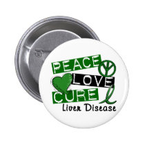 Peace Love Cure Liver Disease Buttons