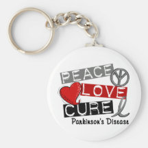 PEACE LOVE CURE PARKINSONS DISEASE KEYCHAINS