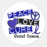 Peace Love Cure Rectal Cancer Round Sticker
