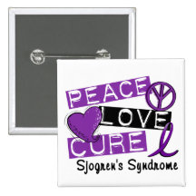 Peace Love Cure Sjogren's Syndrome Pinback Button