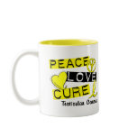 PEACE LOVE CURE Testicular Cancer mugs