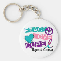 PEACE LOVE CURE Thyroid Cancer 1 Keychains