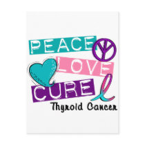 PEACE LOVE CURE Thyroid Cancer 1 postcards by awarenessgifts PEACE LOVE CURE Thyroid Cancer 1 postcards