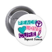 PEACE LOVE CURE Thyroid Cancer Shirts & Gifts Pins