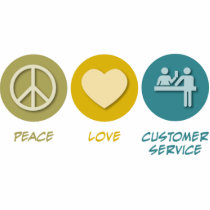 Peace Love Customer Service photo sculptures