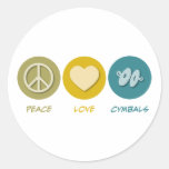 Peace Love Cymbals Round Sticker
