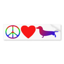 Peace Love Dachshunds Bumper Sticker bumper stickers by MenagerieMayhem Peace Love Dachshunds Bumper Sticker bumper stickers