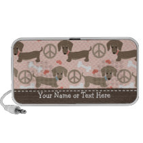 Peace Love Dachshunds Doodle Speakers Personalized