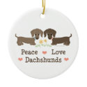 Peace Love Dachshunds Ornament