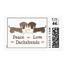 Peace Love Dachshunds Stamps