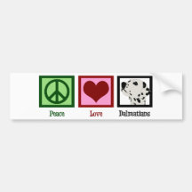 Peace Love Dalmatians Bumper Stickers