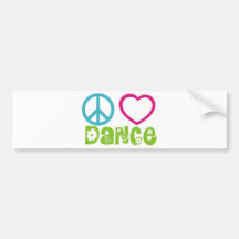 Peace Love Dance Bumper Stickers