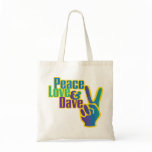 Peace, Love & Dave tote bags
