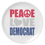 Peace Love Democrat Dinner Plate
