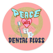 PEACE LOVE DENTAL FLOSS STICKERS