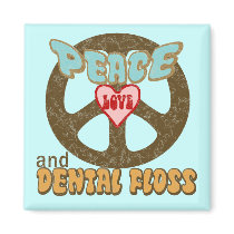 Peace Love Dental Floss Vintage Magnet