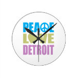 Peace Love Detroit Wall Clocks